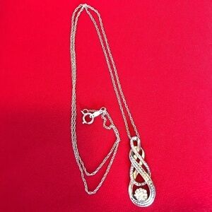 Sterling Silver Necklace with Rhinestones
